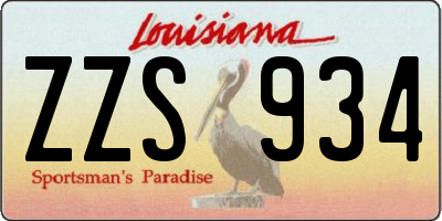 LA license plate ZZS934