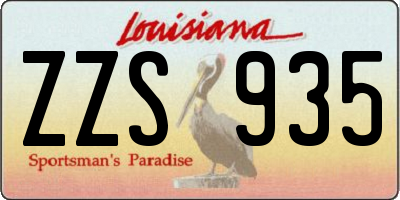 LA license plate ZZS935