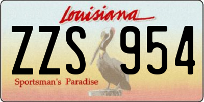 LA license plate ZZS954