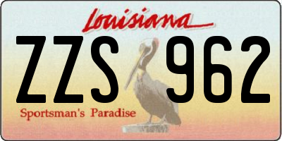 LA license plate ZZS962