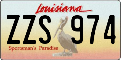 LA license plate ZZS974