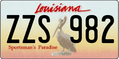 LA license plate ZZS982