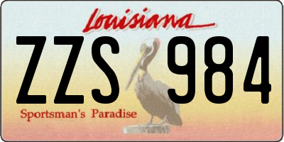 LA license plate ZZS984