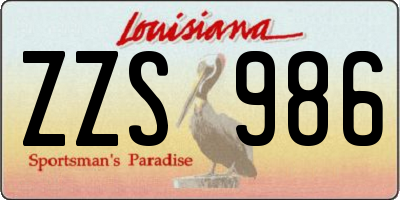 LA license plate ZZS986