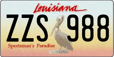 LA license plate ZZS988