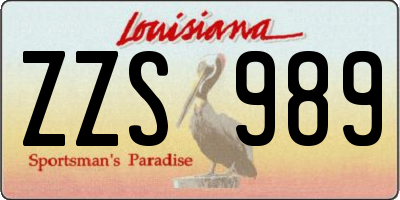 LA license plate ZZS989