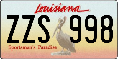 LA license plate ZZS998