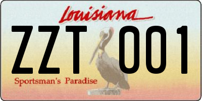 LA license plate ZZT001