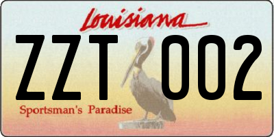 LA license plate ZZT002