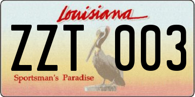 LA license plate ZZT003