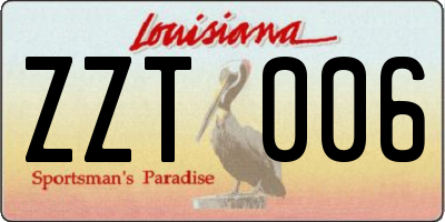 LA license plate ZZT006