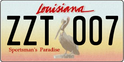 LA license plate ZZT007