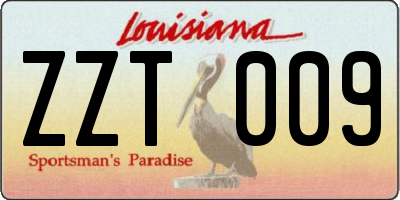 LA license plate ZZT009