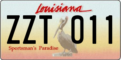 LA license plate ZZT011