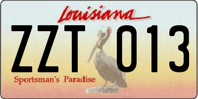 LA license plate ZZT013