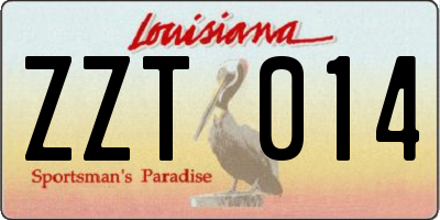 LA license plate ZZT014