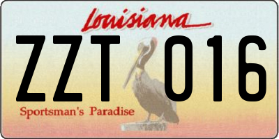 LA license plate ZZT016