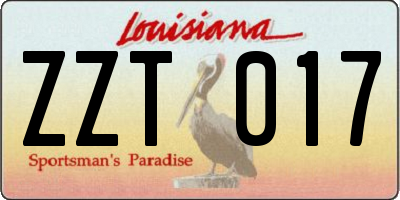 LA license plate ZZT017