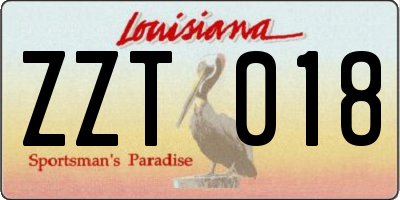 LA license plate ZZT018