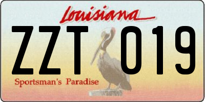 LA license plate ZZT019