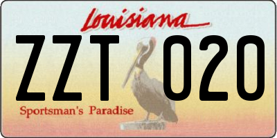 LA license plate ZZT020