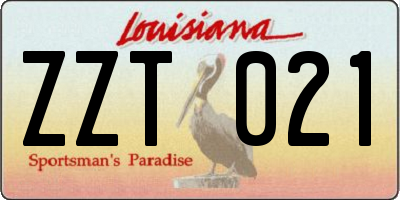 LA license plate ZZT021