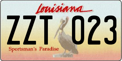 LA license plate ZZT023