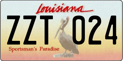 LA license plate ZZT024