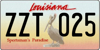 LA license plate ZZT025