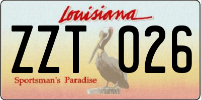 LA license plate ZZT026