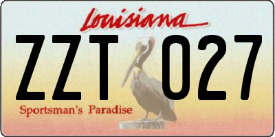 LA license plate ZZT027