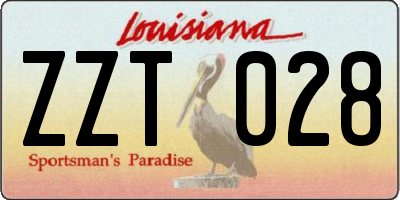 LA license plate ZZT028