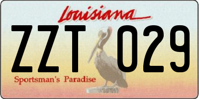 LA license plate ZZT029