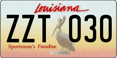 LA license plate ZZT030