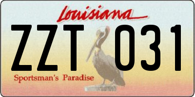 LA license plate ZZT031