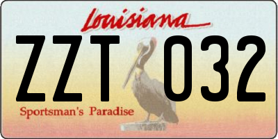 LA license plate ZZT032