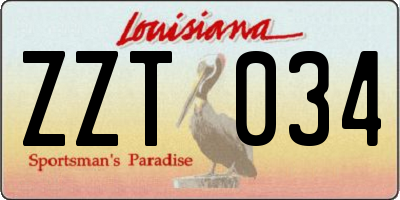 LA license plate ZZT034