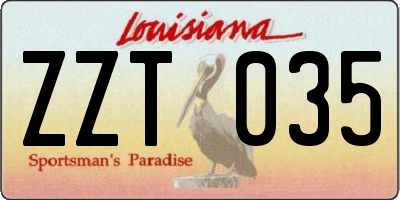 LA license plate ZZT035