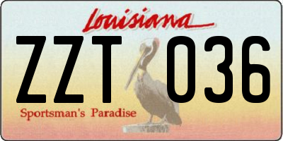 LA license plate ZZT036