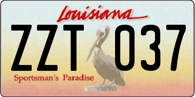 LA license plate ZZT037