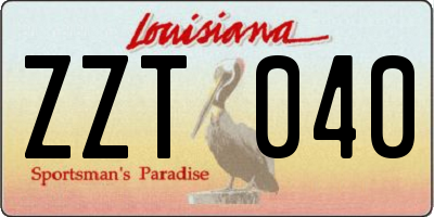 LA license plate ZZT040