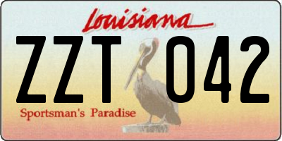 LA license plate ZZT042