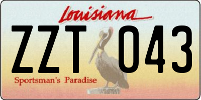 LA license plate ZZT043