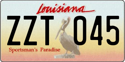 LA license plate ZZT045