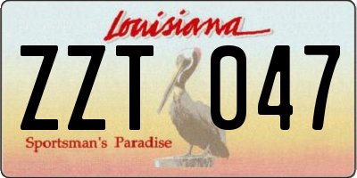 LA license plate ZZT047