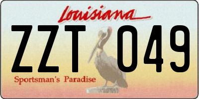 LA license plate ZZT049