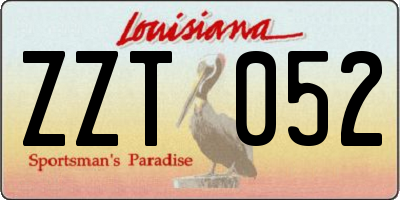 LA license plate ZZT052