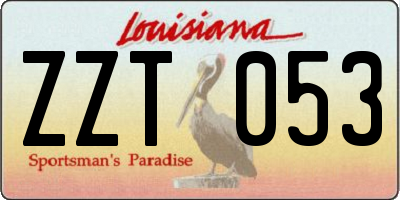 LA license plate ZZT053