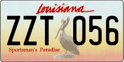 LA license plate ZZT056