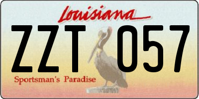 LA license plate ZZT057